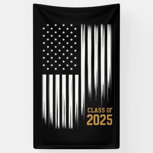 Klasse van 2025 Senior American Flag Afstuderen Spandoek (Verticaal)
