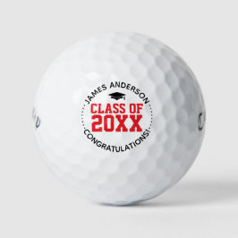 Klasse van 2025 Stijlvol Rood Afstuderen Gift Golfballen