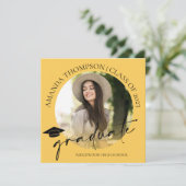 Klasse van 2025 Yellow Photo Afstuderen aankondigi Kaart (Staand voorkant)
