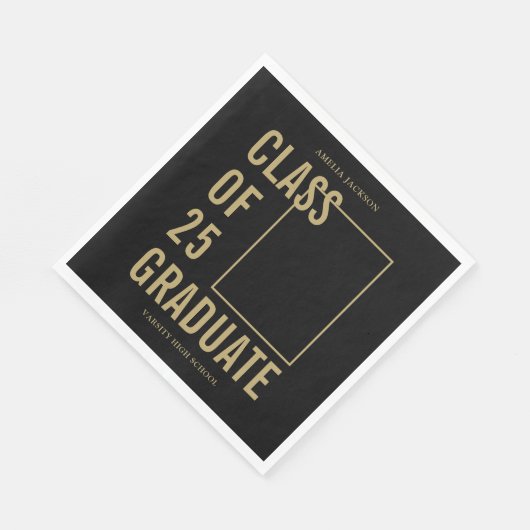 Klasse van 2025 zwart en goud foto Afstuderen papi Servet (Hoek)