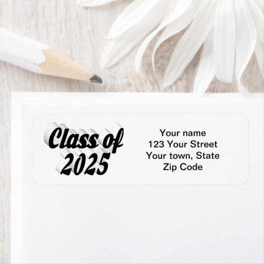 Klasse van 2025 zwarte tekst afstuderen etiket (Insitu)
