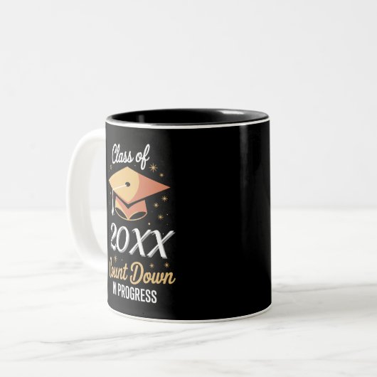 Klasse van 2026 aftellen in uitvoering gepersonali tweekleurige koffiemok (Voorkant links)