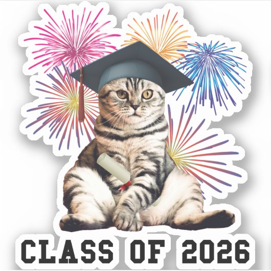 Klasse van 2026 Cat Lover Sticker (Voorkant)