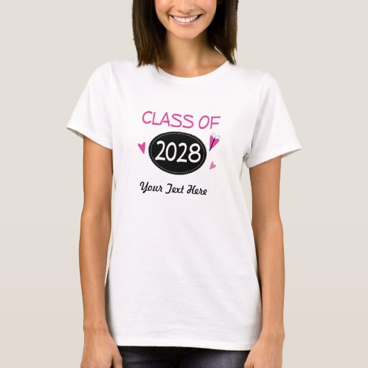 Klasse van 2028 Afstuderen vlinder T-shirt (Voorkant)