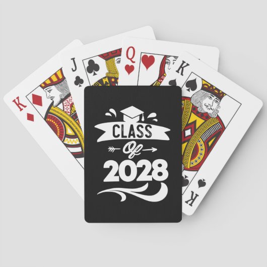 Klasse van 2028 TShirt senior Afstuderen 2028 Pokerkaarten (Achterkant)