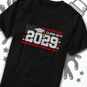Klasse van 2029 Afstuderen American Flag Senior 20 T-shirt