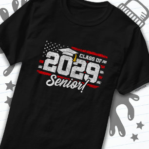 Klasse van 2029 Afstuderen American Flag Senior 20 T-shirt