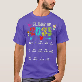Klasse van 2035 Groei met handafdruk PreK 12e Gr T-shirt