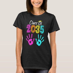 Klasse van 2035 groeien met handdruk op de achterk t-shirt
