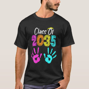 Klasse van 2035 groeien met handdruk op de achterk t-shirt