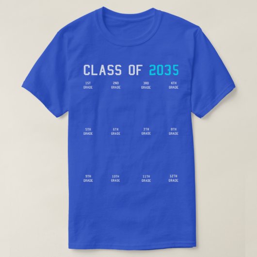 Klasse van 2035 Grow with Me Afstuderen First Day  T-shirt (Design voorkant)