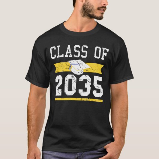 Klasse van 2035 Opgroeien School Afstuderen T-shirt (Voorkant)