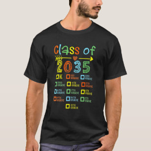 Klasse van 2035 pre-k aan 12 handdruk op achtergro t-shirt