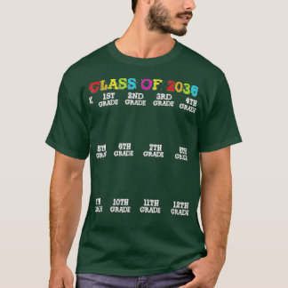 Klasse van 2036 Senior 2036 groeien met me checkli T-shirt
