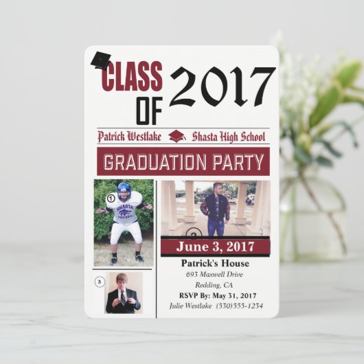 Klasse van 20XX Afstudeerder Uitnodigingen - burga (Staand voorkant)