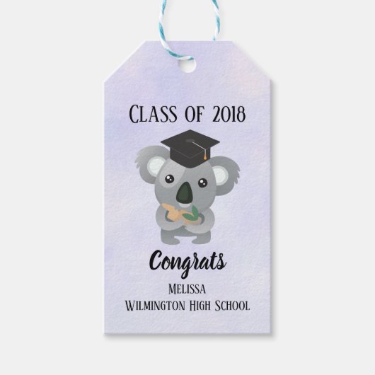 Klasse van 20xx Cute Koala Beer in Graduation Cap Cadeaulabel (Voorkant)