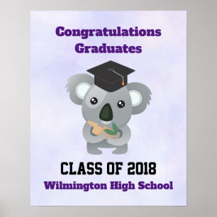 Klasse van 20xx Cute Koala Beer in Graduation Cap Poster