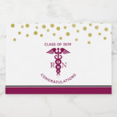 Klasse van 20xx Rood Caduceus RN Symbool Afstudere Sparkling Wijnetiket (Enkel label)