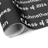 Klasse van 24 Zwart Wit Gefeliciteerd Afstudeerder Cadeaupapier (Rol Hoek)