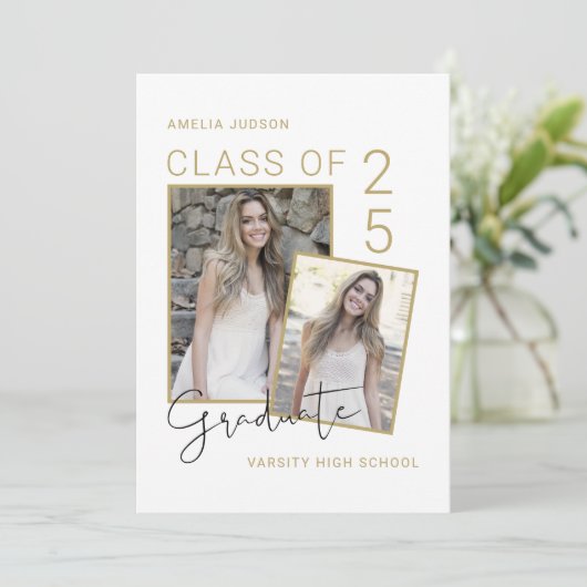 Klasse van 25 foto- en bioscript-Afstuderen Aankondiging (Staand voorkant)