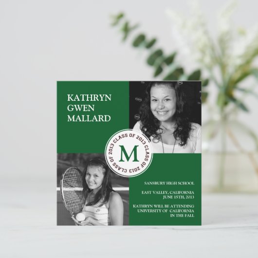 Klasse van afstuderen 2013: groen bekendmakingsbos aankondiging (Staand voorkant)