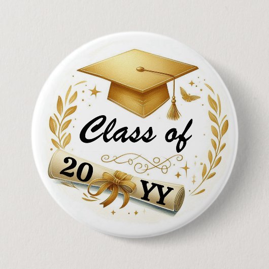 Klasse van Afstuderen Cap en Diploma Button (Voorkant)