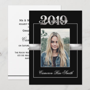 Klasse van de 2019 Black & Silver Graduation Party Kaart