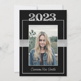 Klasse van de 2023 Black & Silver Graduation Party Kaart