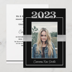 Klasse van de 2023 Black & Silver Graduation Party Kaart