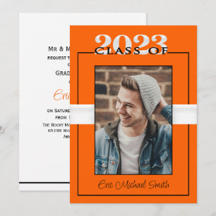 Klasse van de 2023 Oranje en zwarte Graduation Par Kaart