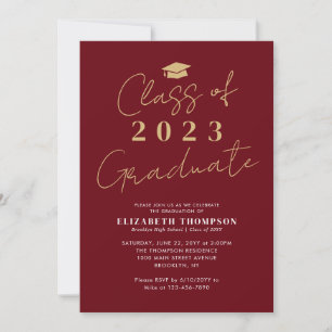 Klasse van de 2023 Red Gold Afstuderen Partij Kaart
