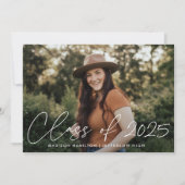 Klasse van de 2023 White Script Photo Graduation P Kaart (Voorkant)