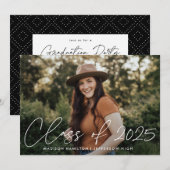 Klasse van de 2023 White Script Photo Graduation P Kaart (Voorkant / Achterkant)