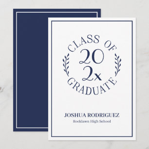 Klasse van de Afstuderen Classic Navy White Typogr Aankondiging