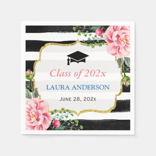 Klasse van de Afstuderen Waterverf van 2022 Floral Servetten (Voorkant)