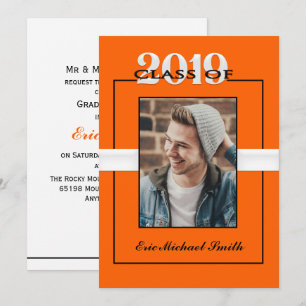 Klasse van de Oranje en zwarte Graduation Party 20 Kaart