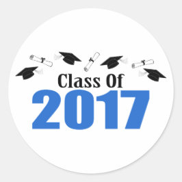 Klasse van de Petten en diploma's van 2017 (blauw) Ronde Sticker