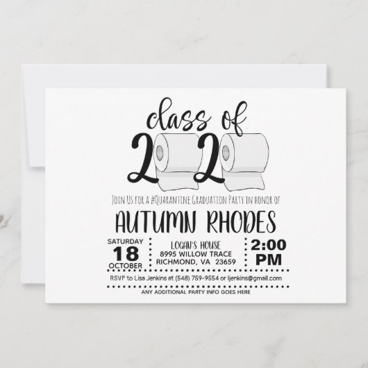 Klasse van de Uitnodiging van het Afstuderen 2020  (Voorkant)