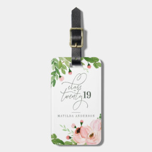 Klasse van de waterverf van 2019 florale afstudere bagagelabel