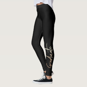 Klasse van Elegant Typografie Afstuderen Black Gol Leggings
