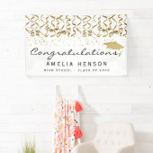 Klasse van Elegante Gouden Confetti Afstuderen Spandoek (Insitu)