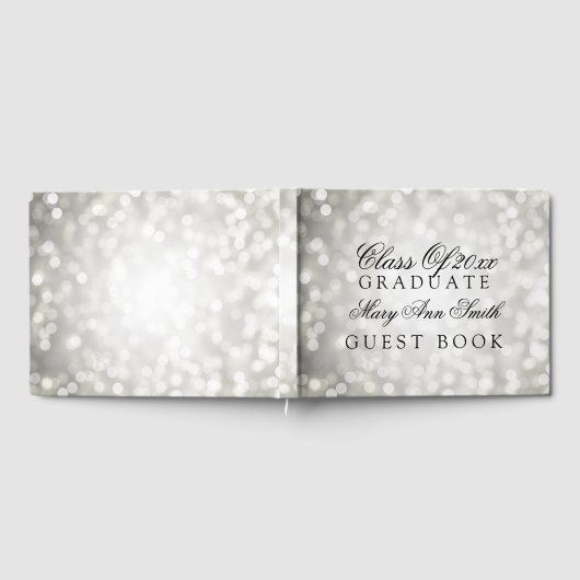 "Klasse van" Graduation Party Silver Glitter Light Gastenboek (Volledig)
