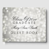 "Klasse van" Graduation Party Silver Glitter Light Gastenboek (Voorkant)