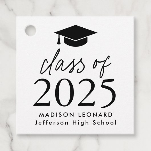 Klasse van het 2025 Black Script Afstuderen Bedankjes Labels (Voorkant)