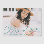 Klasse van het Blauwgroen Afstuderen van de Foto v Magnetische Uitnodiging (Voorkant)