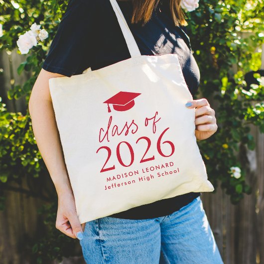 Klasse van het Red Script Afstuderen 2025 Tote Bag