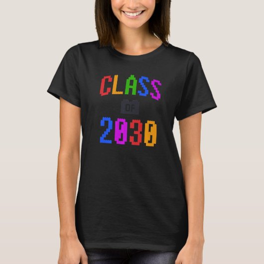 Klasse van Kinder bricks Speelgoed vijfde klas sch T-shirt (Voorkant)