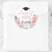 Klasse van Roze Bloemen Waterverf Ronde Sticker (Tas)