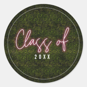 Klasse van Roze Neon Afstuderen Ronde Sticker