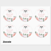 Klasse van Verpleegkunde Afstuderen Roze Bloemen W Ronde Sticker (Vel)